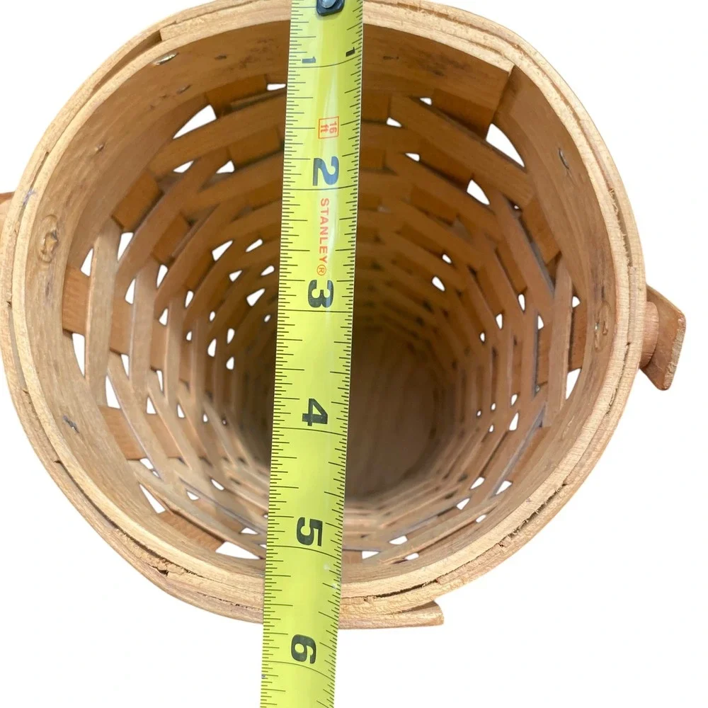 Peterboro Basket Co Tall Tapered Woven Wood Basket Handle Farmhouse USA